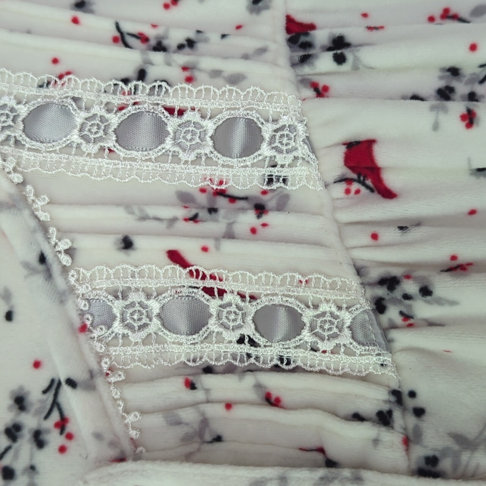 Secret Treasures Velour Long Sleeve Sleep Gown XL White Red Gray - Picture 6 of 16